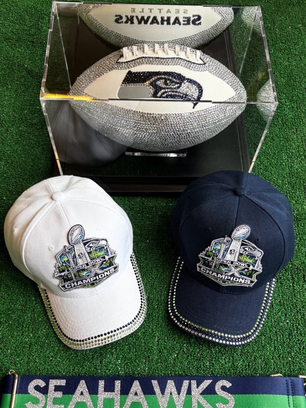 Seahawks Champions Rhinestone Embellished Cap - White or Navy